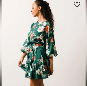 BALTIC BORN Tally Mini Dress Green Floral Small
